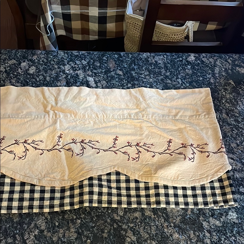 Embroidered Cream and Black Valance
